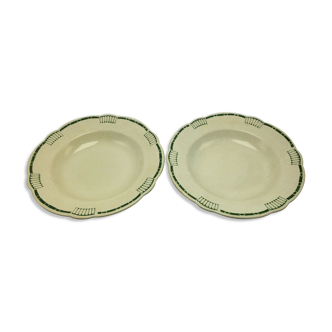 Pair of old hollow plates in Moonville model London earthenware