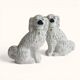 Pair of King Charles Spaniel dogs in Staffordshire majolica style.