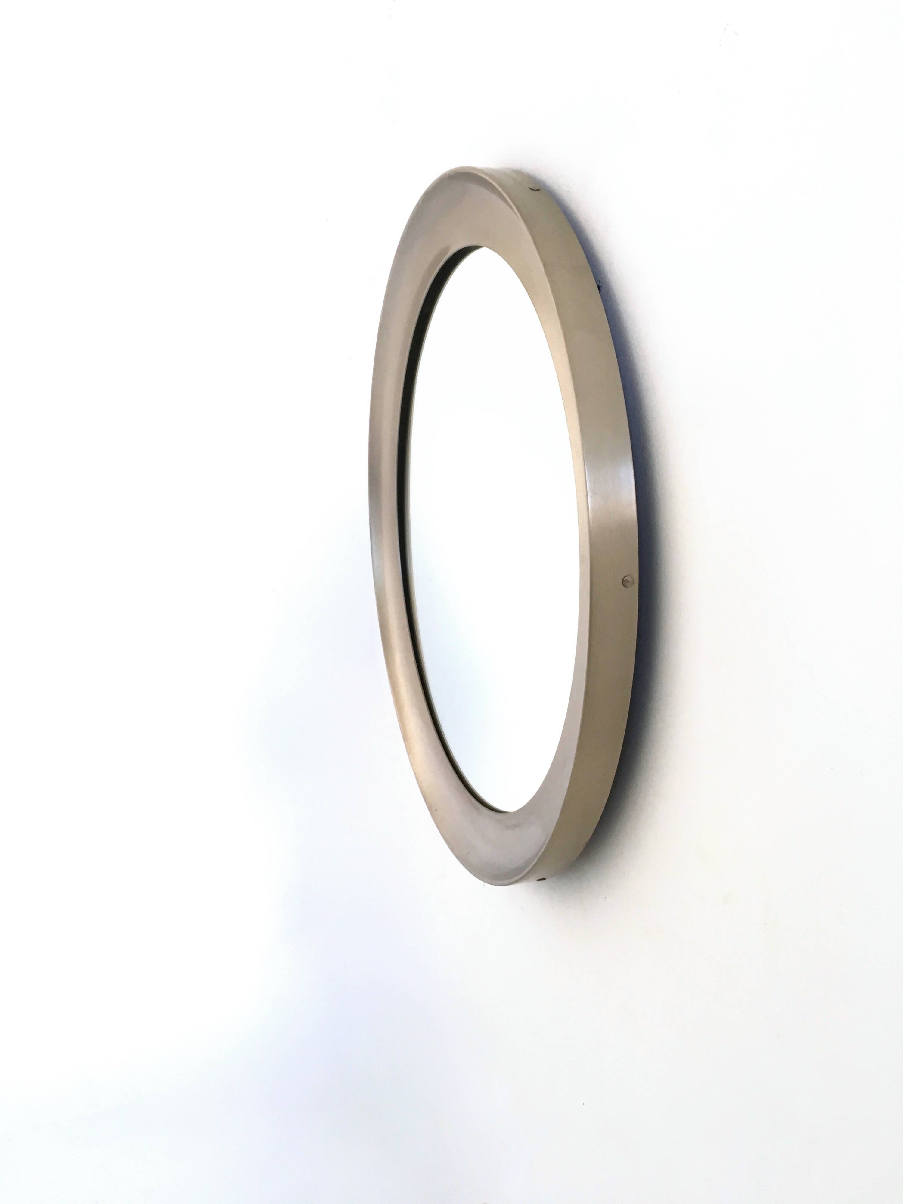 Round Mirror by Sergio Mazza for Artemide with Steel Frame, Italy