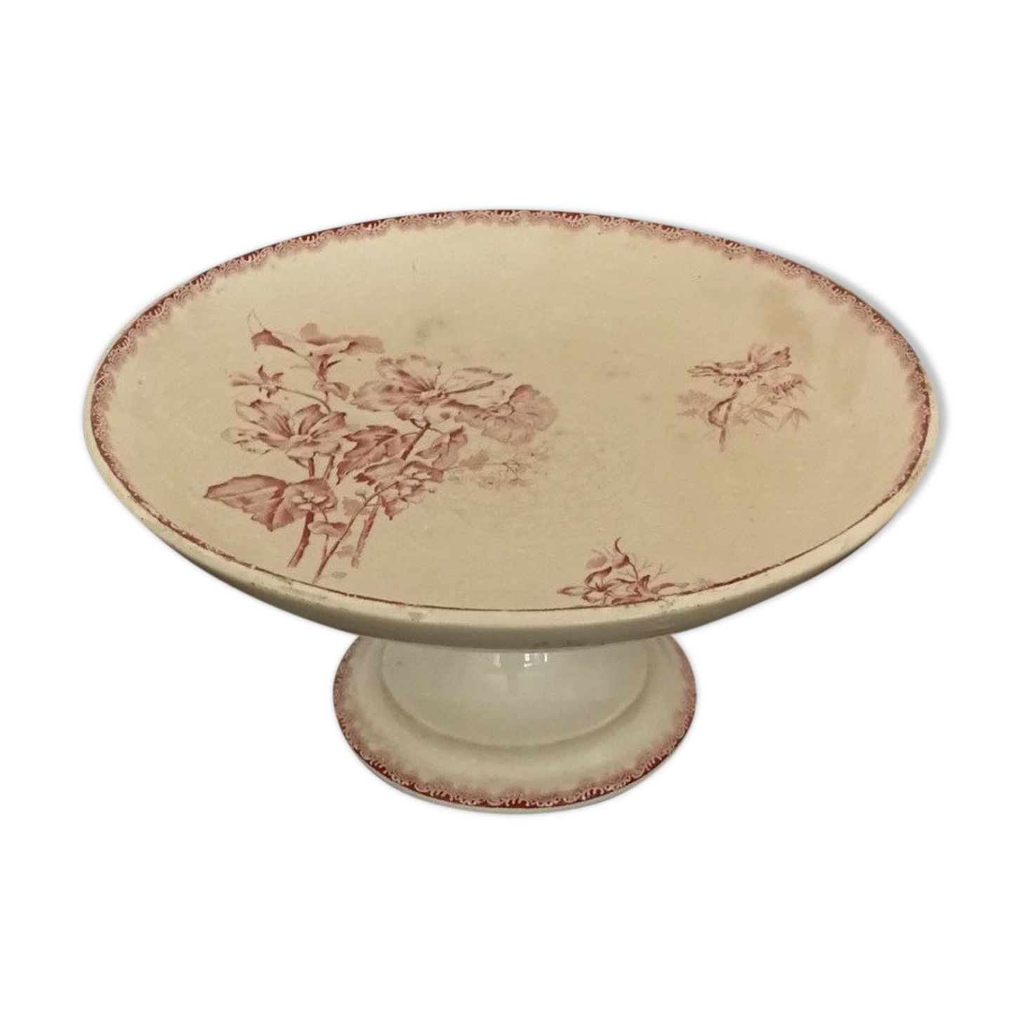 HB Compotier - Provençal Co. Terre de Fer Rouge Flowers Vintage Cake Dish