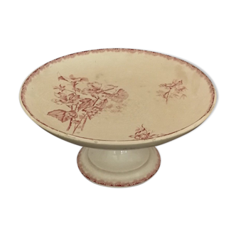 Compotier HB & Cie provençal Terre de Fer rouge fleurs vintage plat à gâteau