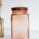 Vintage pink glass grocery jar