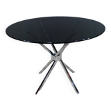 Small Mikado Table in Glass and Chromed Metal – 1970s