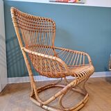 Rattan armchair by Tito Agnoli