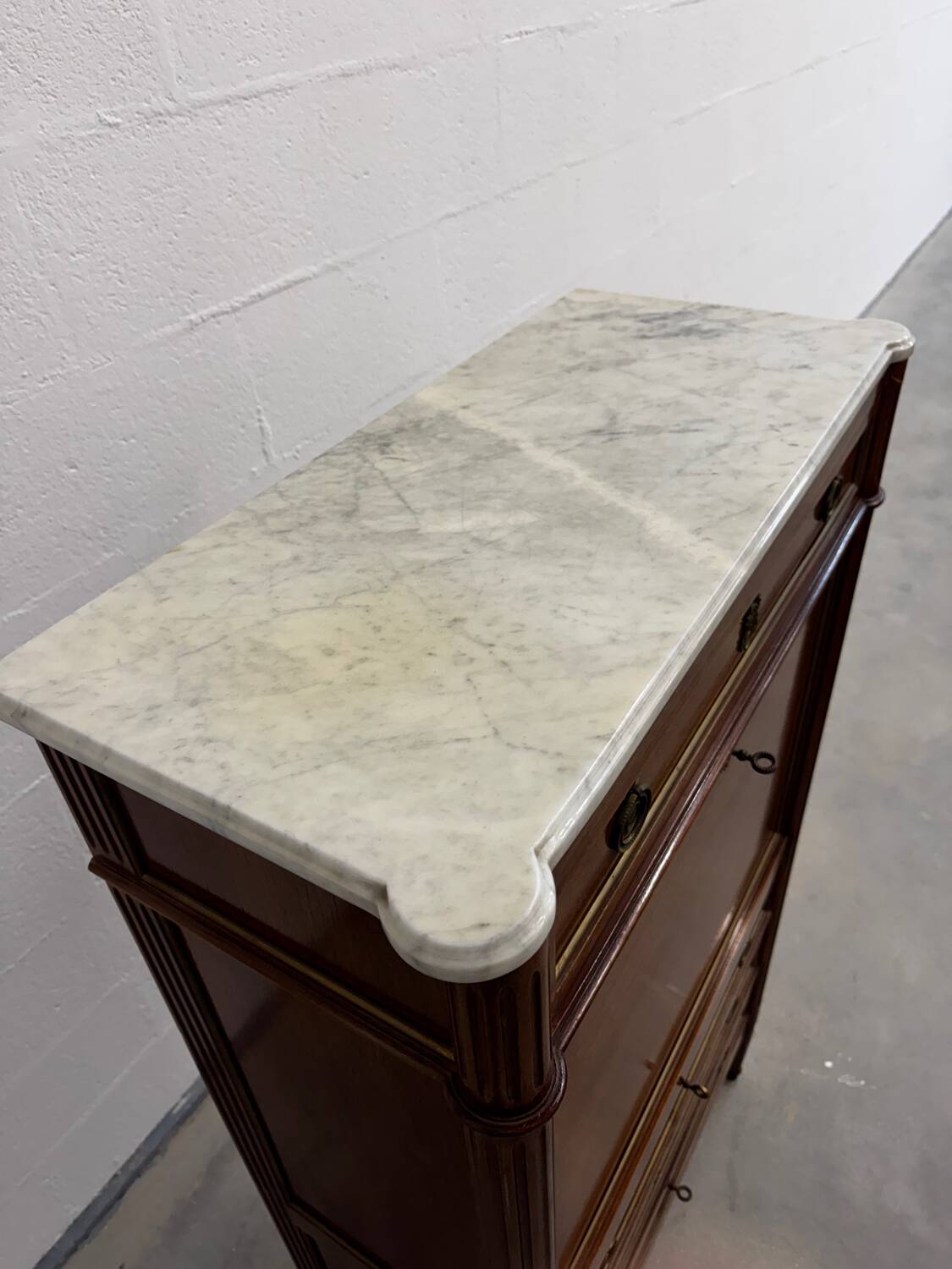 Louis XVI style secretary with marble top