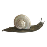 ART DECO SIGNED Snail Night Light - MOTHER-OF-PEARL BRONZE
