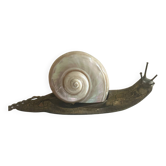 ART DECO SIGNED Snail Night Light - MOTHER-OF-PEARL BRONZE