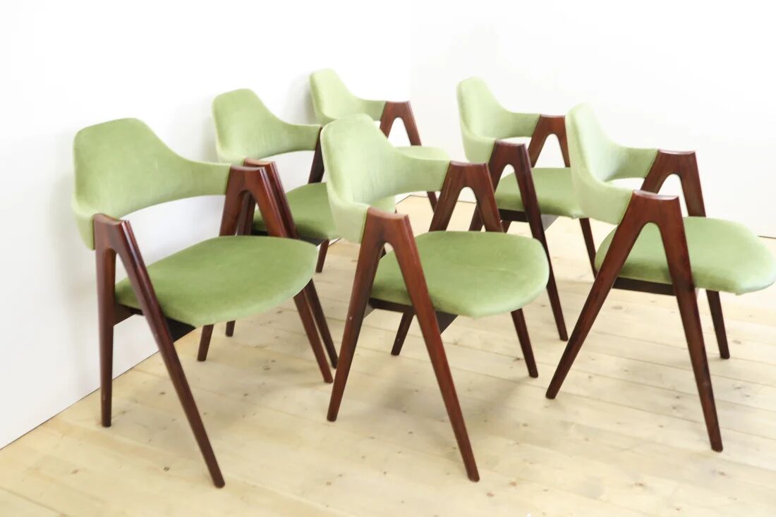 Ensemble de 6 chaises Compass par Kai Kristiansen, années 1960