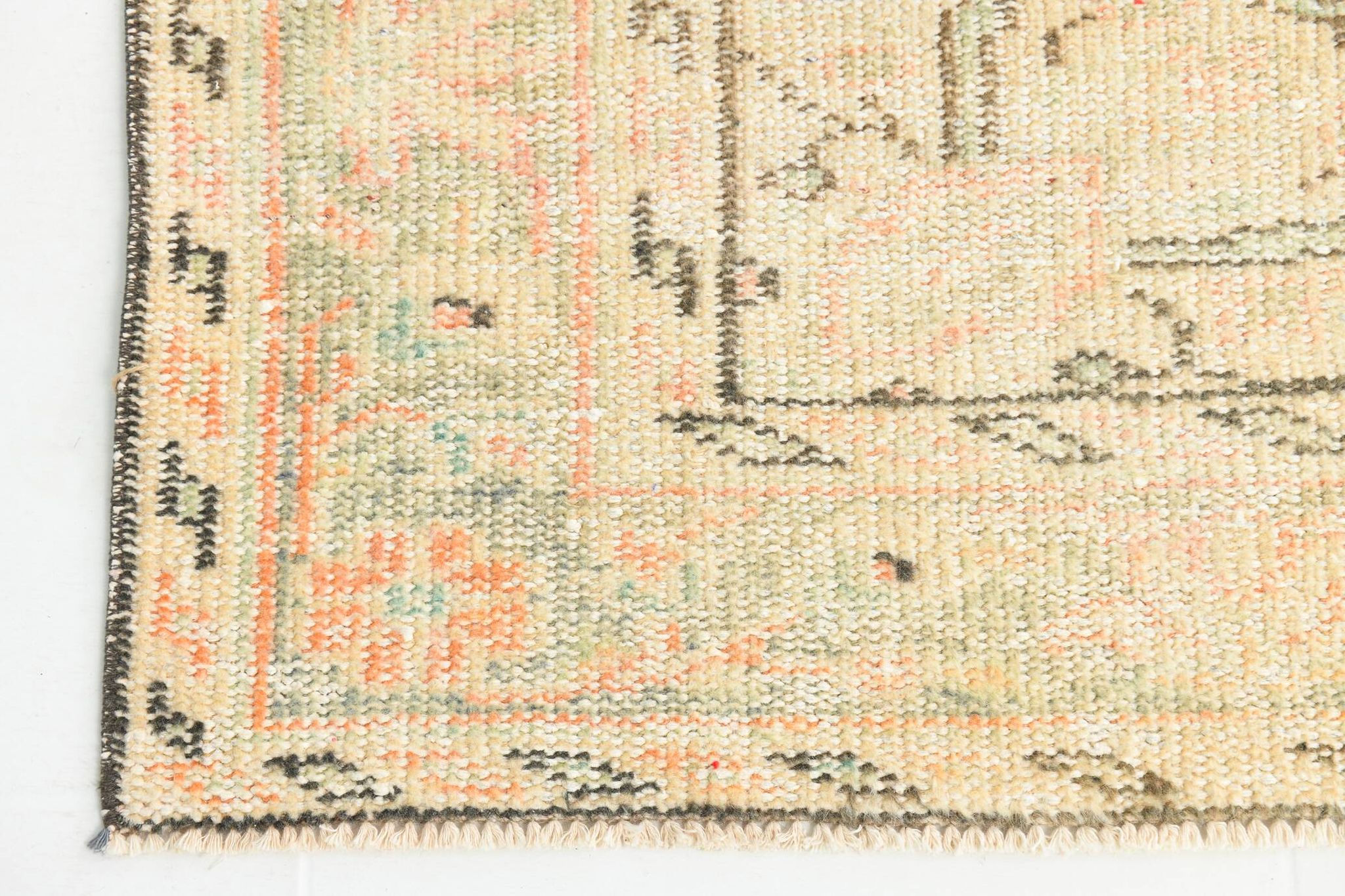 Blush Pink & Sage Green Oushak Vintage Rug For Living Room, 166x266 Cm