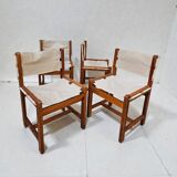 Set of 4 Safari chairs in pine