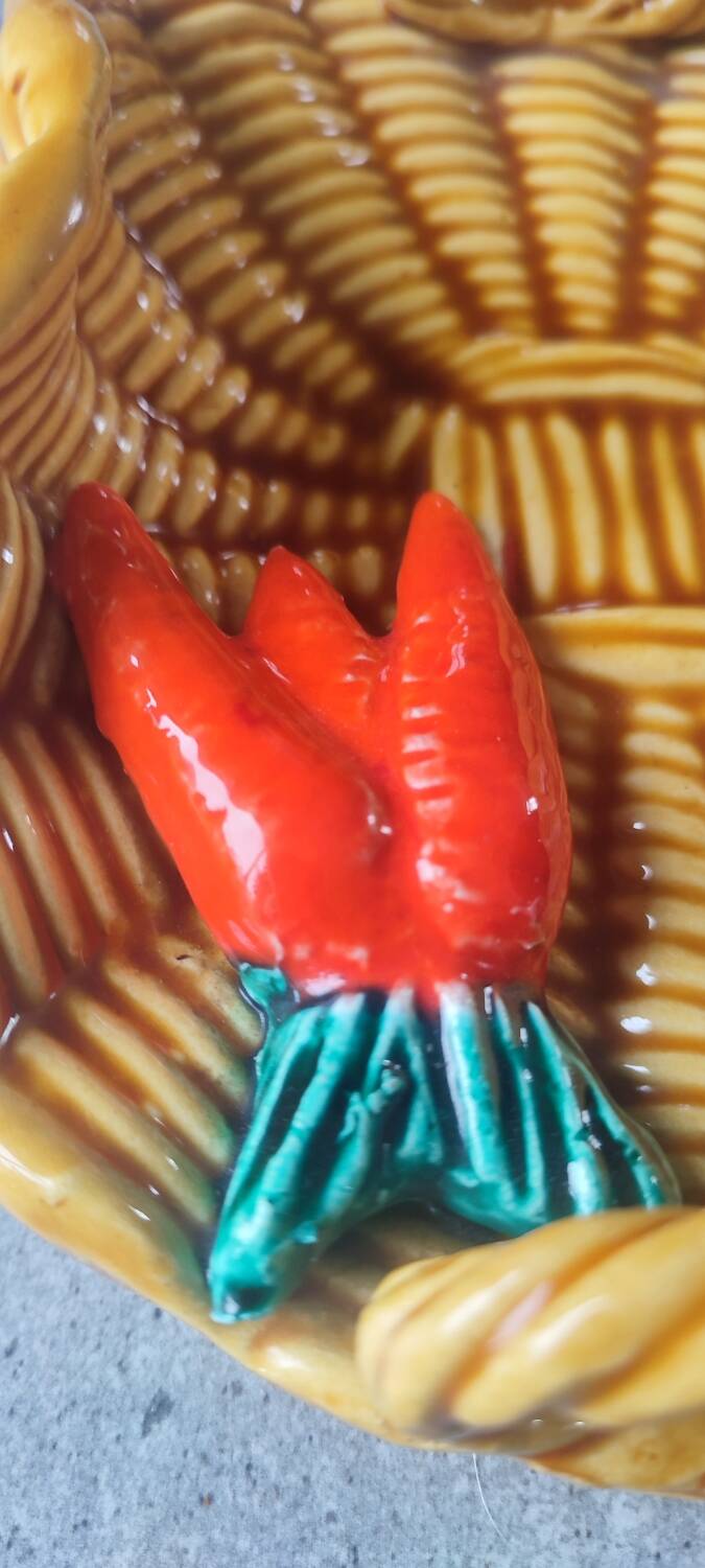 "Carrot Basket" slipware dish, Vallauris