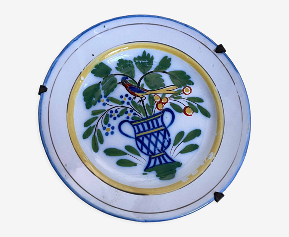 Ancienne assiette décorative oiseau