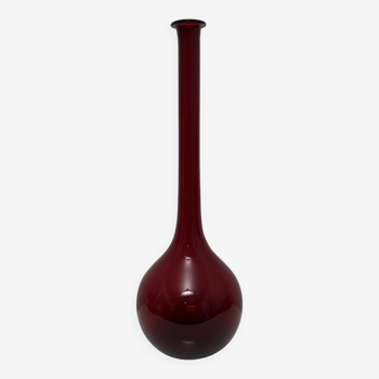 Large red blown glass vase Italy Murano 1960s Dlg Morin