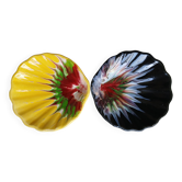 Set of 2 painted ceramic shell cups