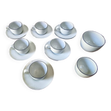 Service 6 tasses café en grès blanc du berry