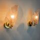 Pair of frosted leaf sconces, Murano glass, Italy, 1970