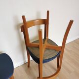 Set of 4 Calligaris Dining Chairs: Mid-Century Italian Design, Blue Fabric