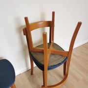 Set of 4 Calligaris Dining Chairs: Mid-Century Italian Design, Blue Fabric