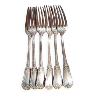 6 SFAM silver metal forks
