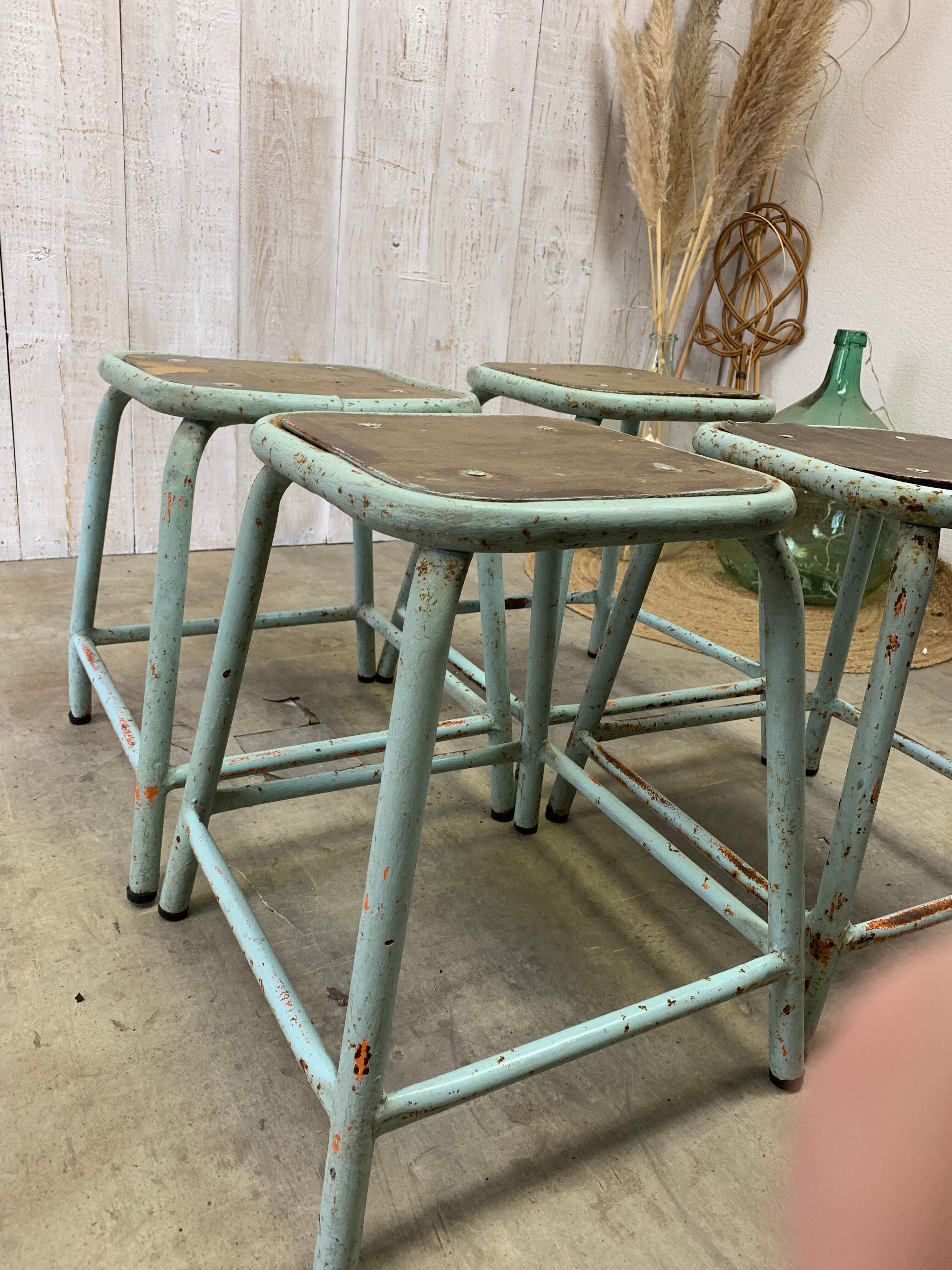 Series of 4 vintage stools