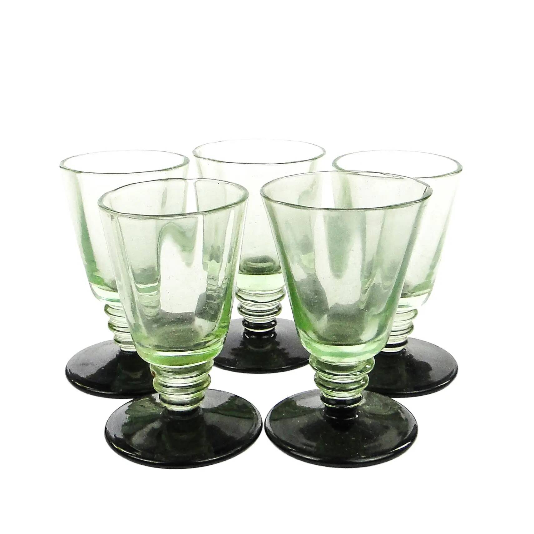 Ensemble de cinq verres, Art Déco, verre, Pologne, années 1930