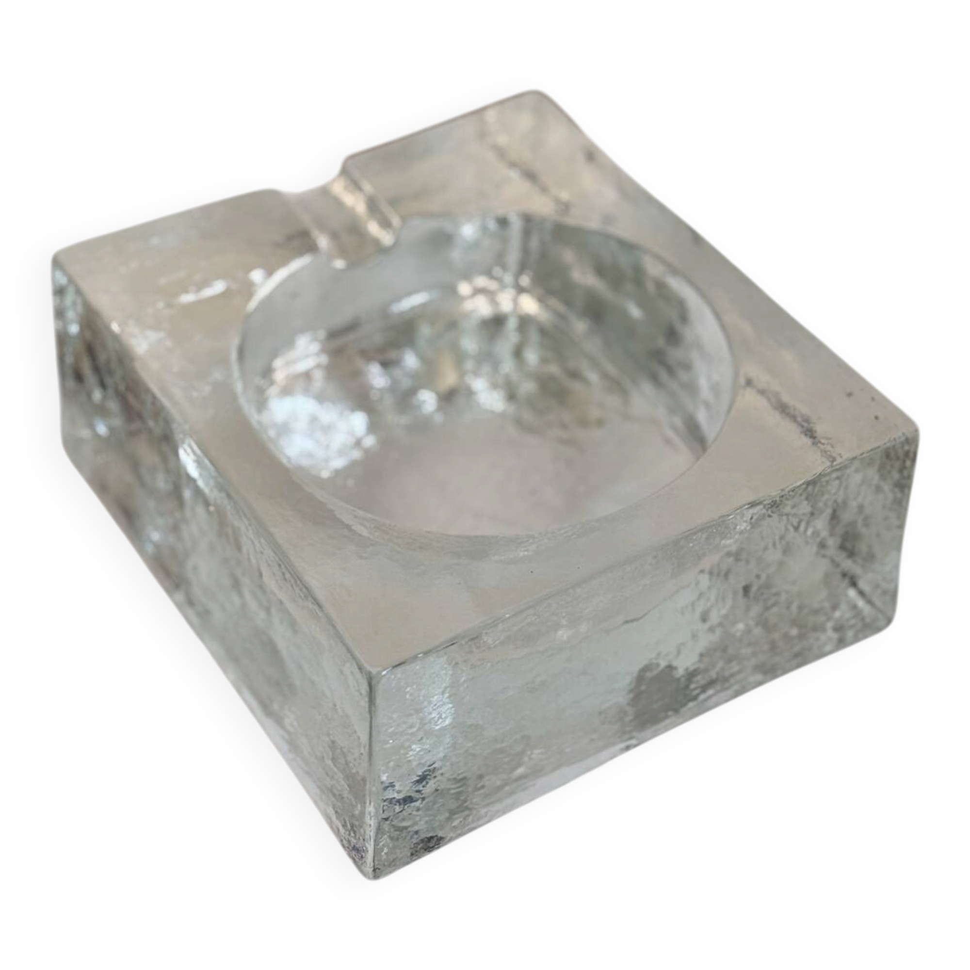 Vintage Brutalist schaal / asbak ijsglas