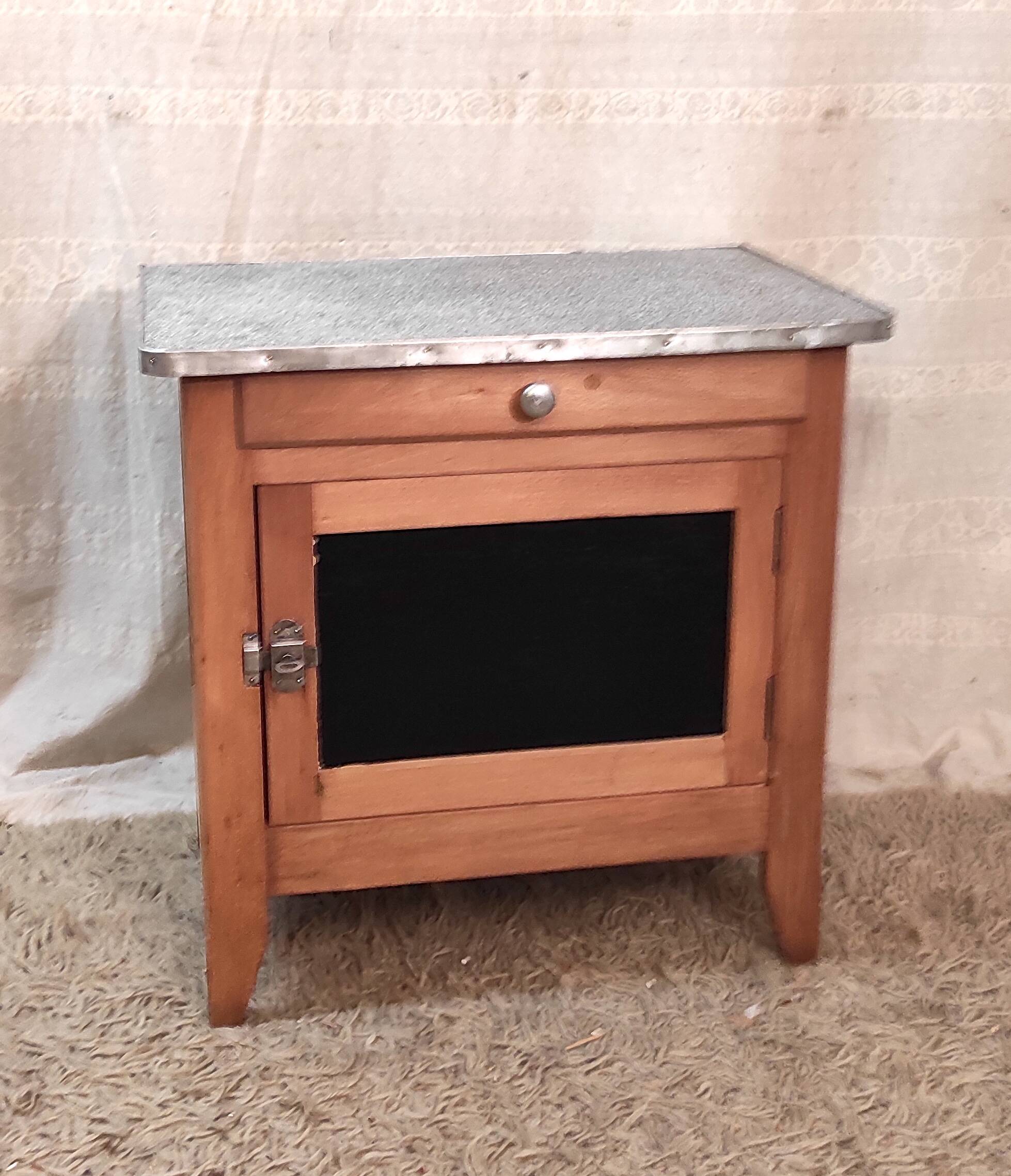 Parisian buffet in solid wood and enamelled sheet metal - mid 20th century.