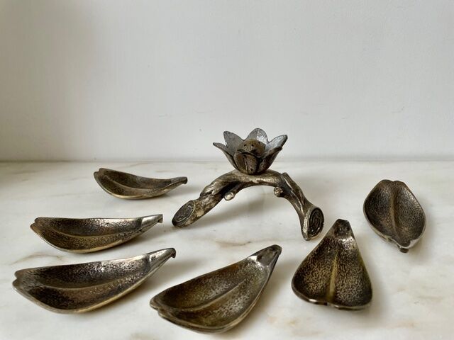 Ashtray flower 1970 silver bronze