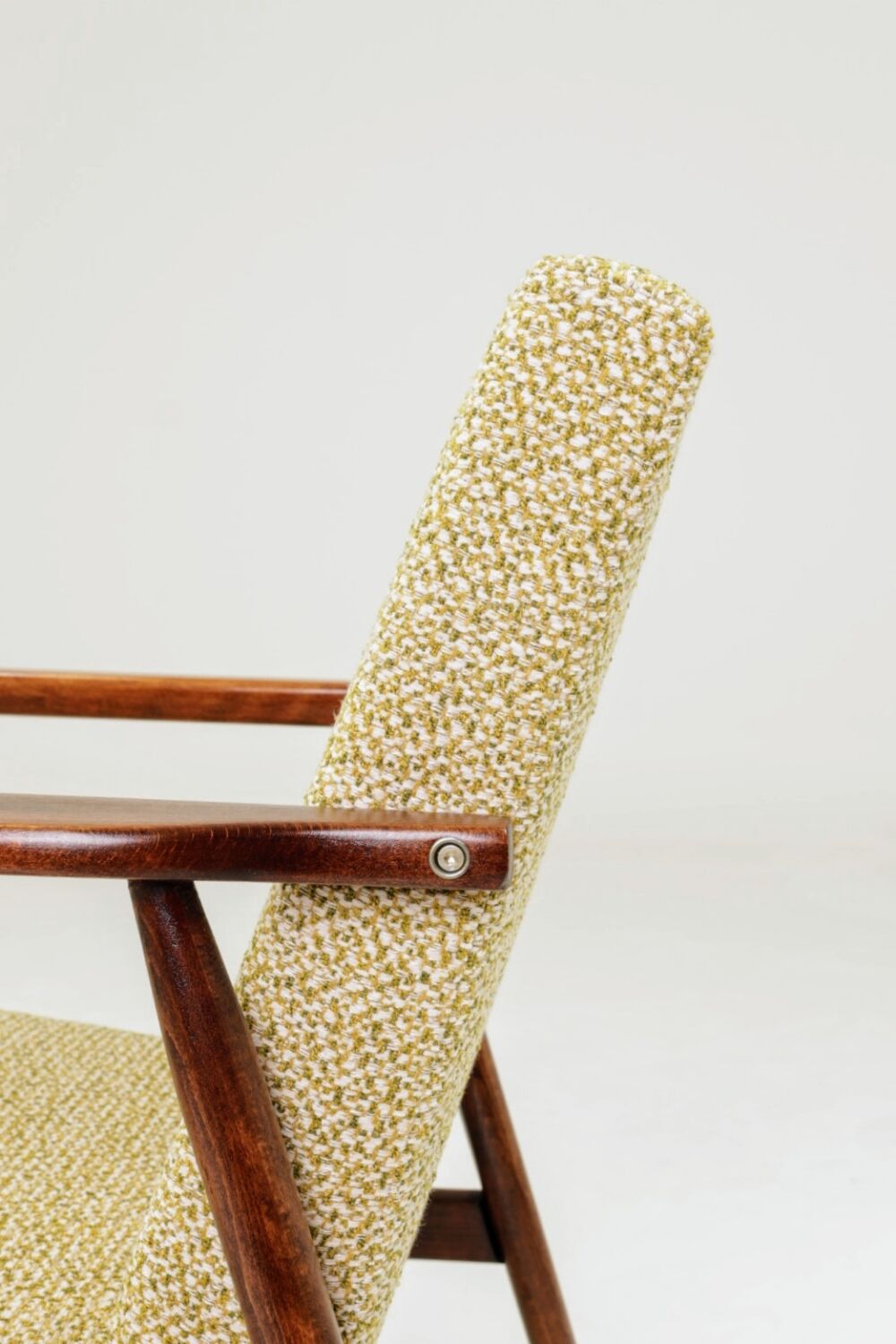 Fauteuil vintage vert en tissu à motifs modernes du milieu du siècle, années 1970, Pologne