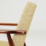 Fauteuil vintage vert en tissu à motifs modernes du milieu du siècle, années 1970, Pologne