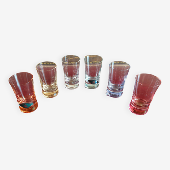 Set of 6 60 ml liqueur glasses colored Cristal de Bohème