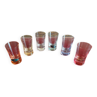 Set of 6 60 ml liqueur glasses colored Cristal de Bohème