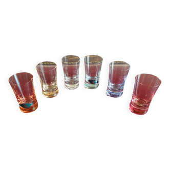 Lot de 6 verres à liqueur 60 ml colorés Cristal de Bohème