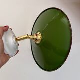 Vintage wall lamp with green and white enamelled sheet metal shade