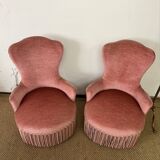 Pair of powder pink toad armchairs