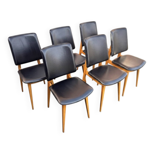 Lot de 6 chaises scandinaves Années 60