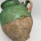Ancien pot à confit en terre vernissé vert France XIX eme