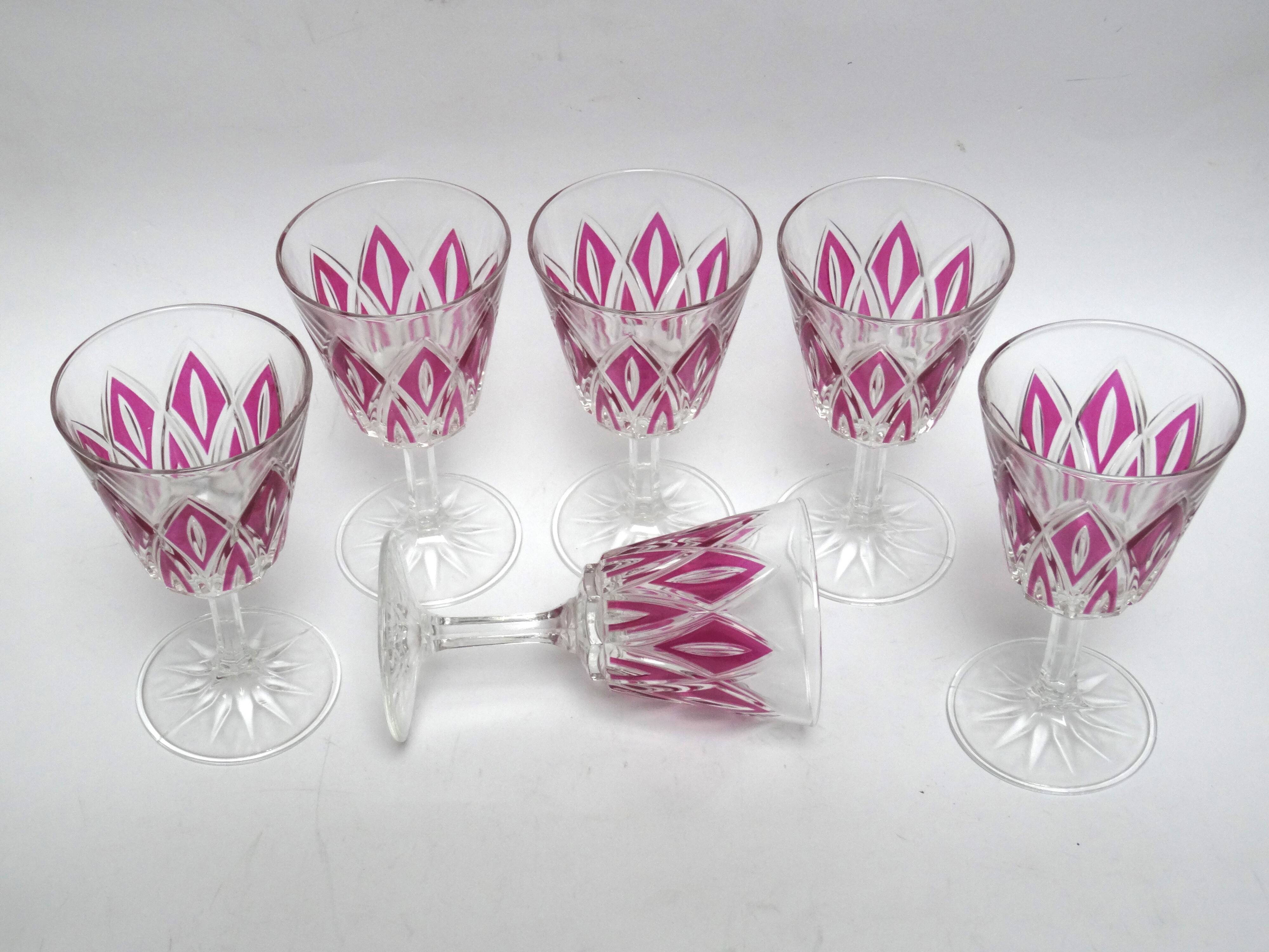 6 red wine glasses VMC Reims Harlequin