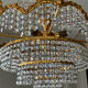 Waterfall chandelier in gilded bronze and crystal tassels