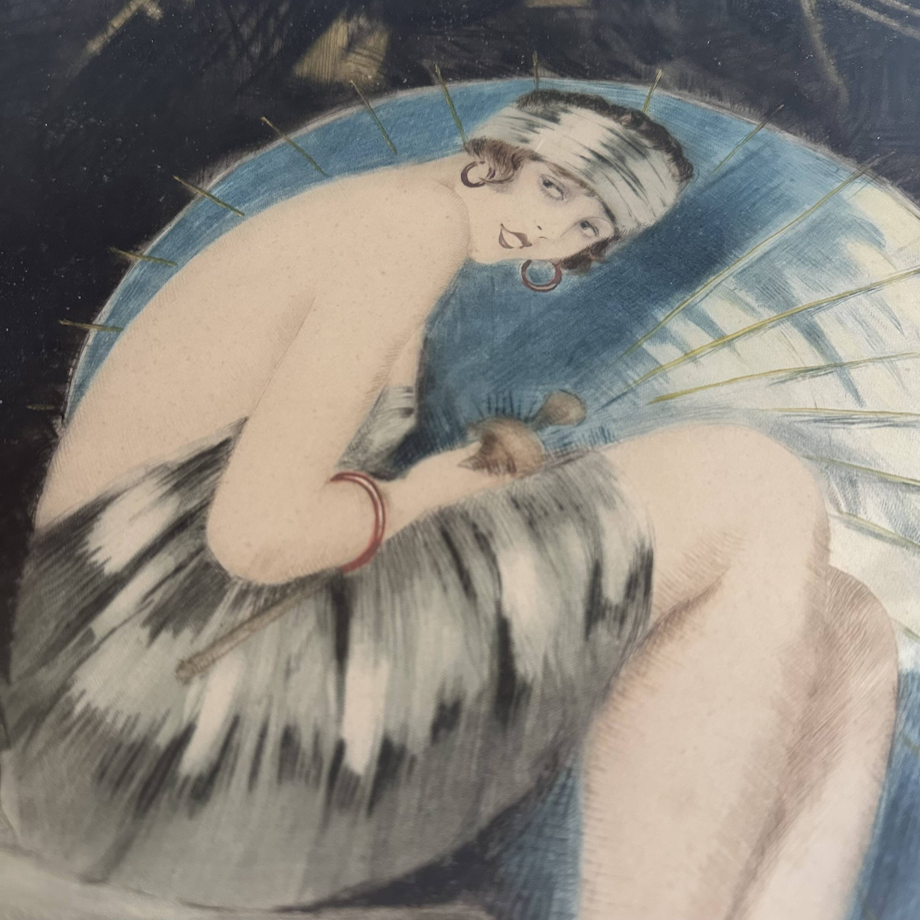 Framed Print "Le Parasol Bleu" by William Ablett – Original Art Deco Print