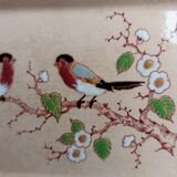 Art Deco cake dish by Longwy in pink earthenware and cloisonné enamels