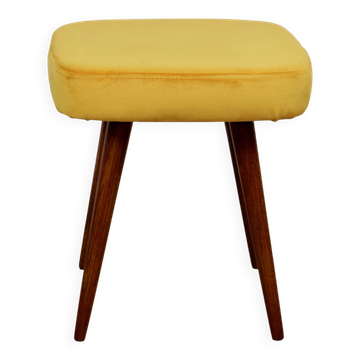 Yellow-gold square vintage stool PRL 1970s