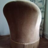 Beige velvet toad armchair
