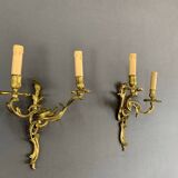 Paire d’appliques de style Louis XV en bronze doré, XXème siècle