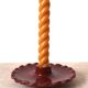 Burgundy ceramic candle holder with serrated plate