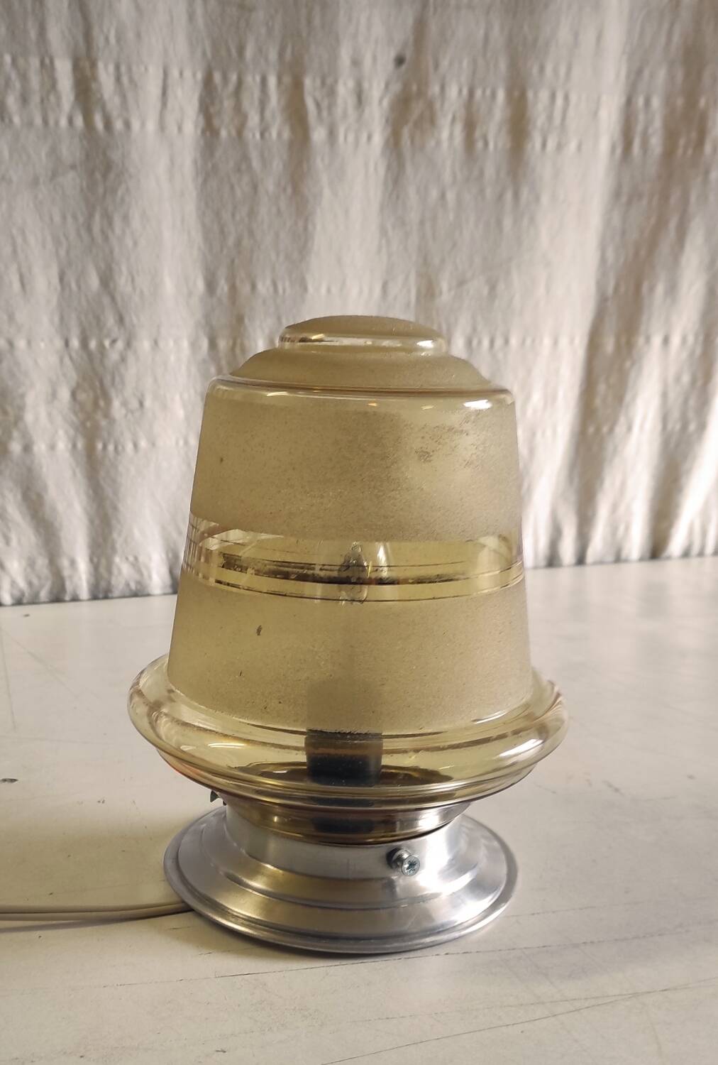 Smoked/sandblasted glass ceiling light - mid 20th century