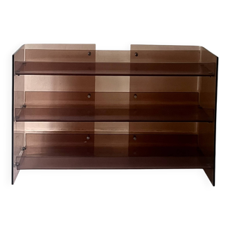 Roche Bobois smoked plexiglass console bookcase, 1970 design