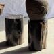 Black petrified wood side table with beige stripes, fine mesh, H35 D24 - 33