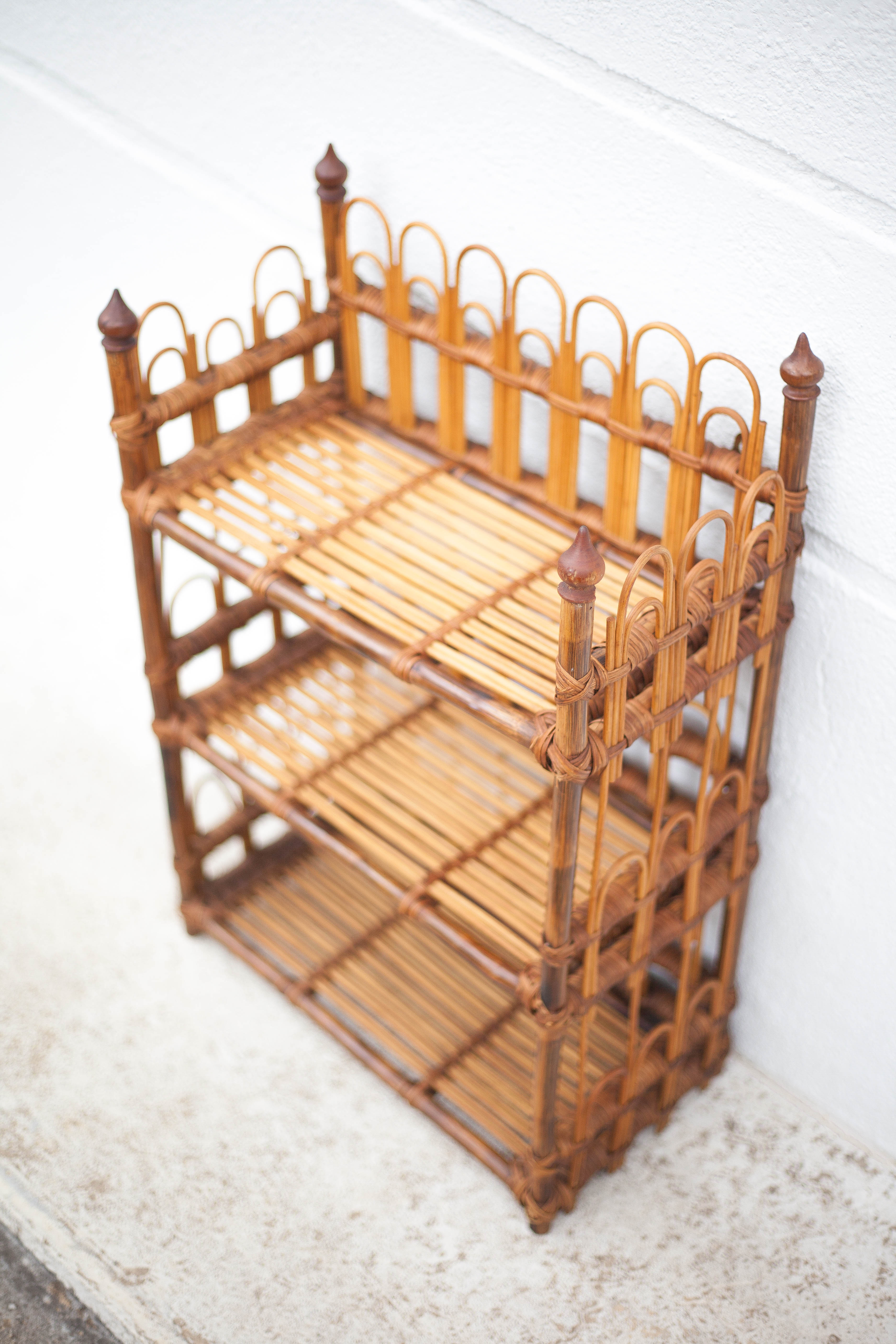 Vintage rattan wall shelf