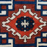 Tapis kazak turc vintage oriental 160x94 cm tribal petit tapis, rouge et bleu